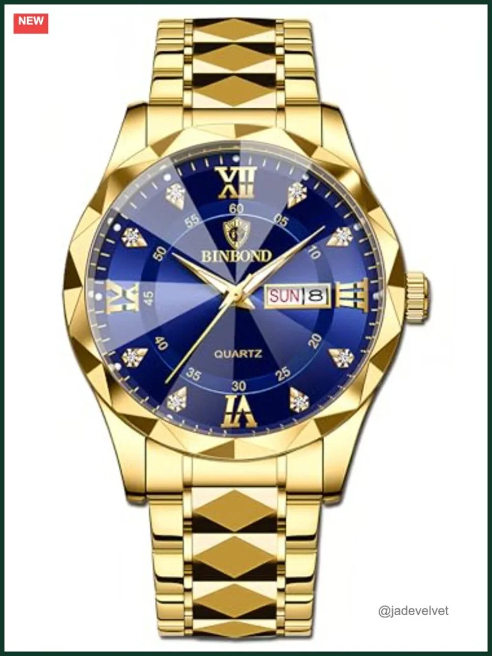 Men's Stainless Steel Roman Numeral Analog Quartz Watch with Day-Date Calendar,